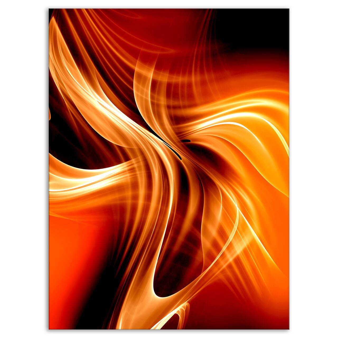 Designart - Orange Abstract Warm Fractal Design - Abstract Wall Art Canvas
